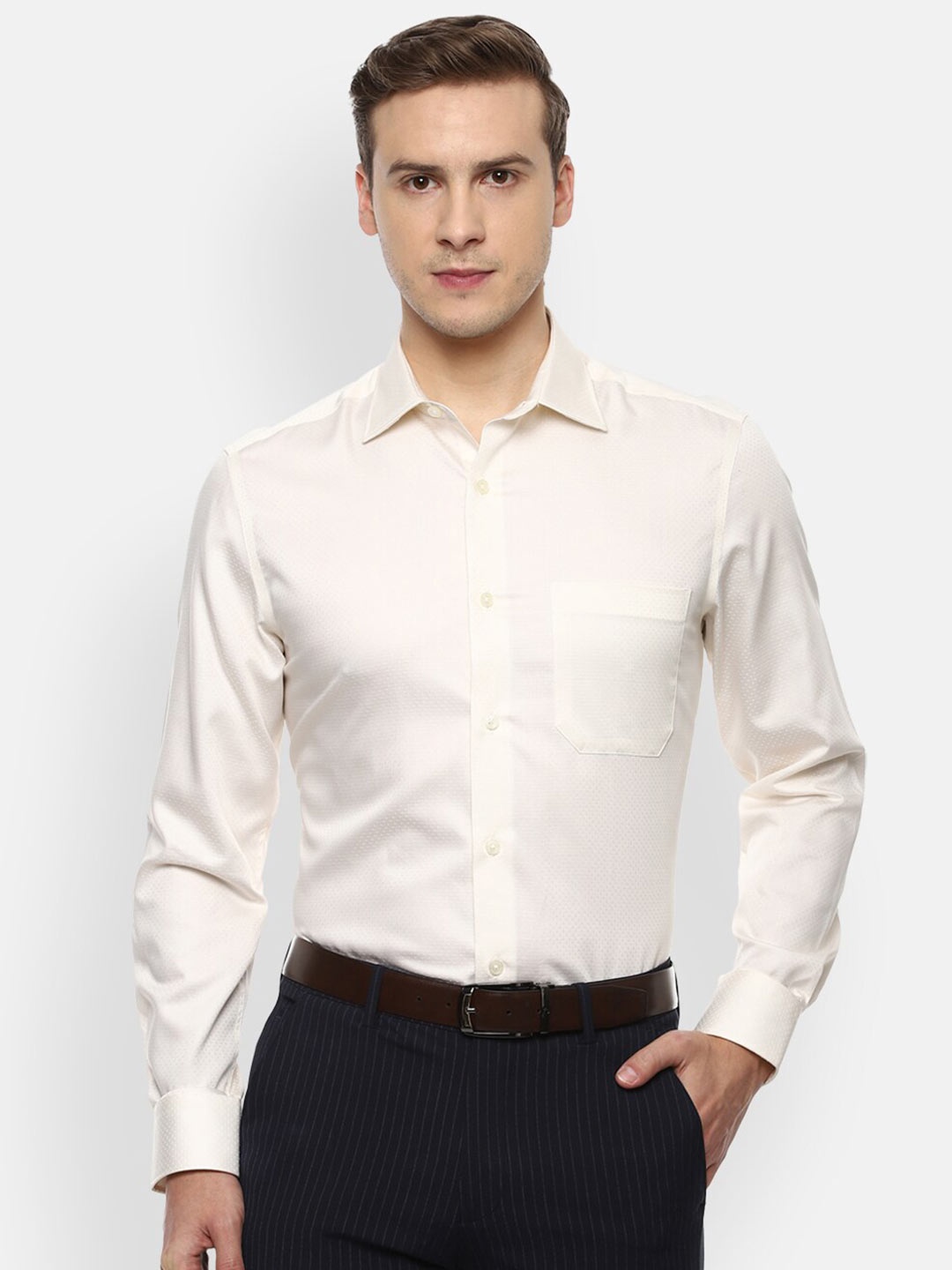 

Louis Philippe Men Cream-Coloured Formal Shirt