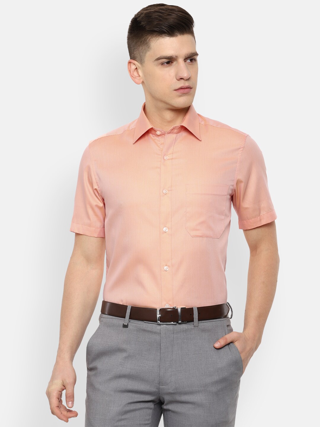 

Louis Philippe Men Peach-Coloured Regular Fit Cotton Formal Shirt