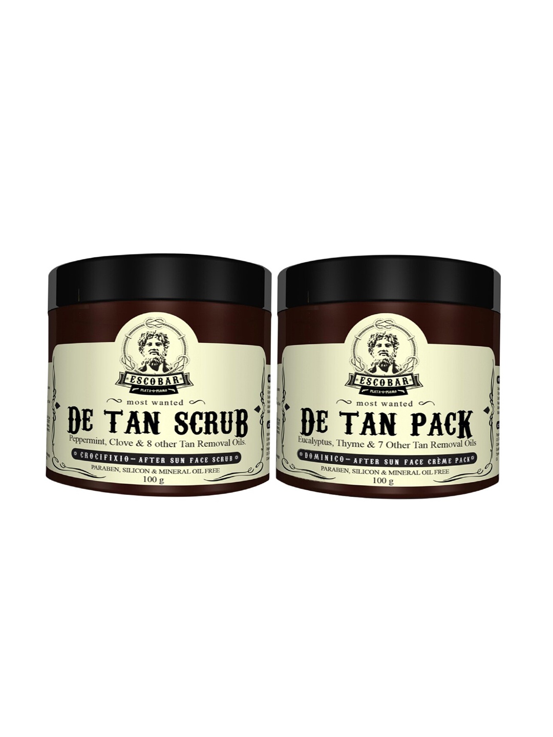 

ESCOBAR Men Set of Most Wanted De-Tan Face Scrub & Face Pack - 100g each, Off white