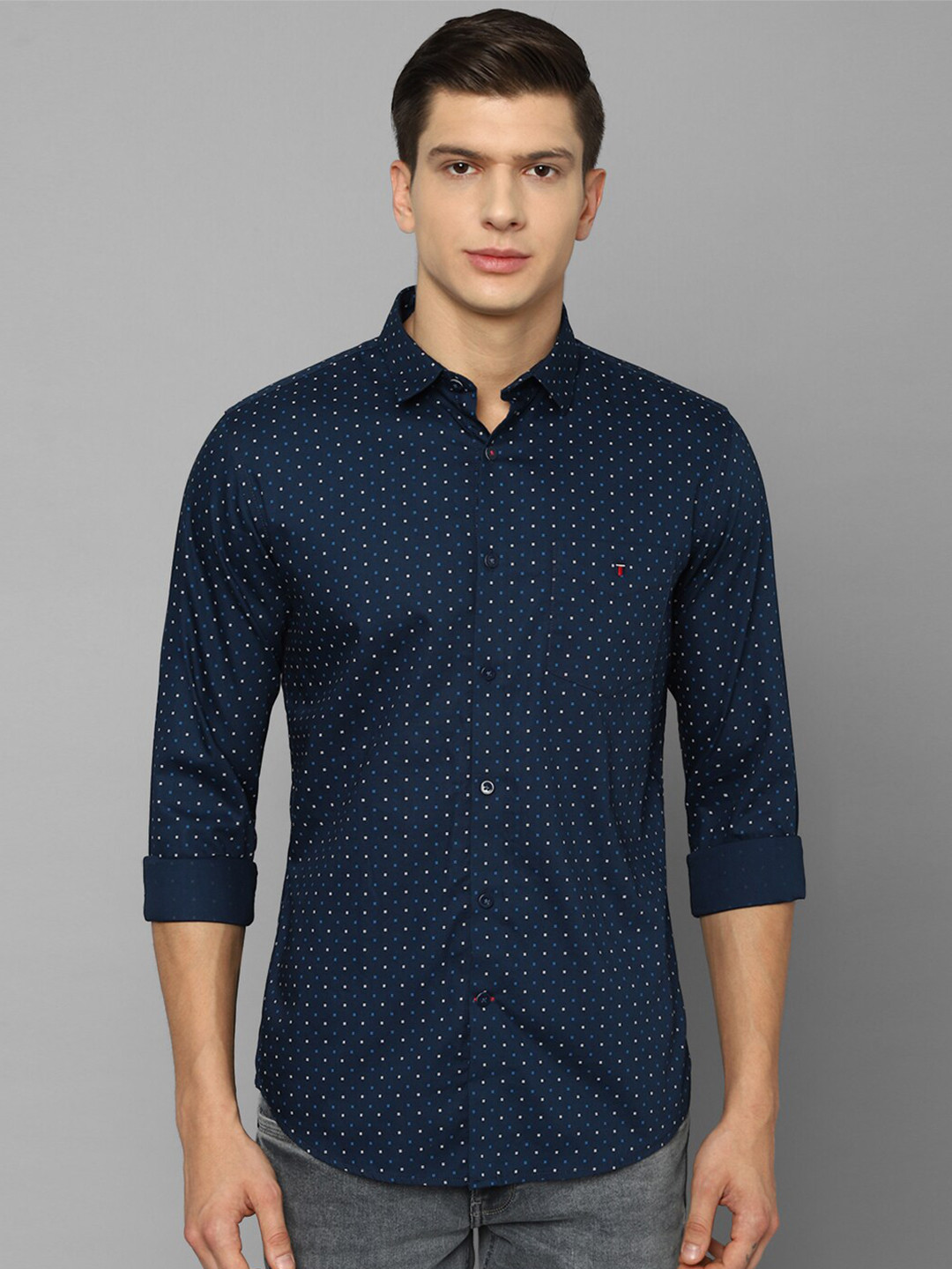 

Louis Philippe Sport Men Navy Blue Slim Fit Printed Pure Cotton Casual Shirt
