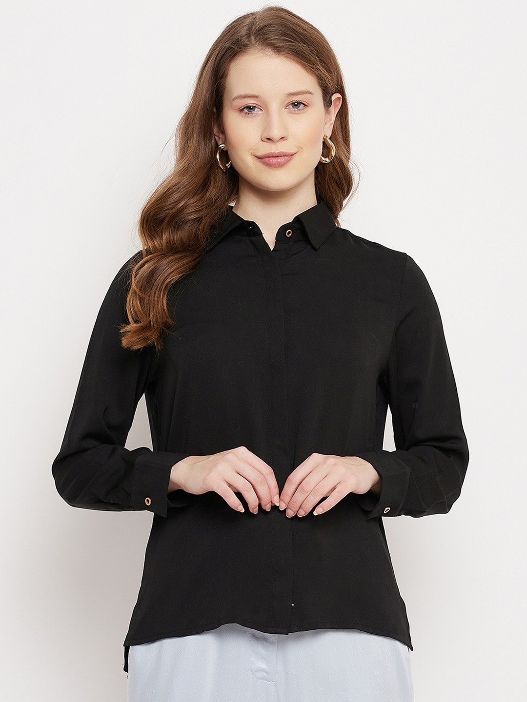 

Madame Women Black Formal Shirt