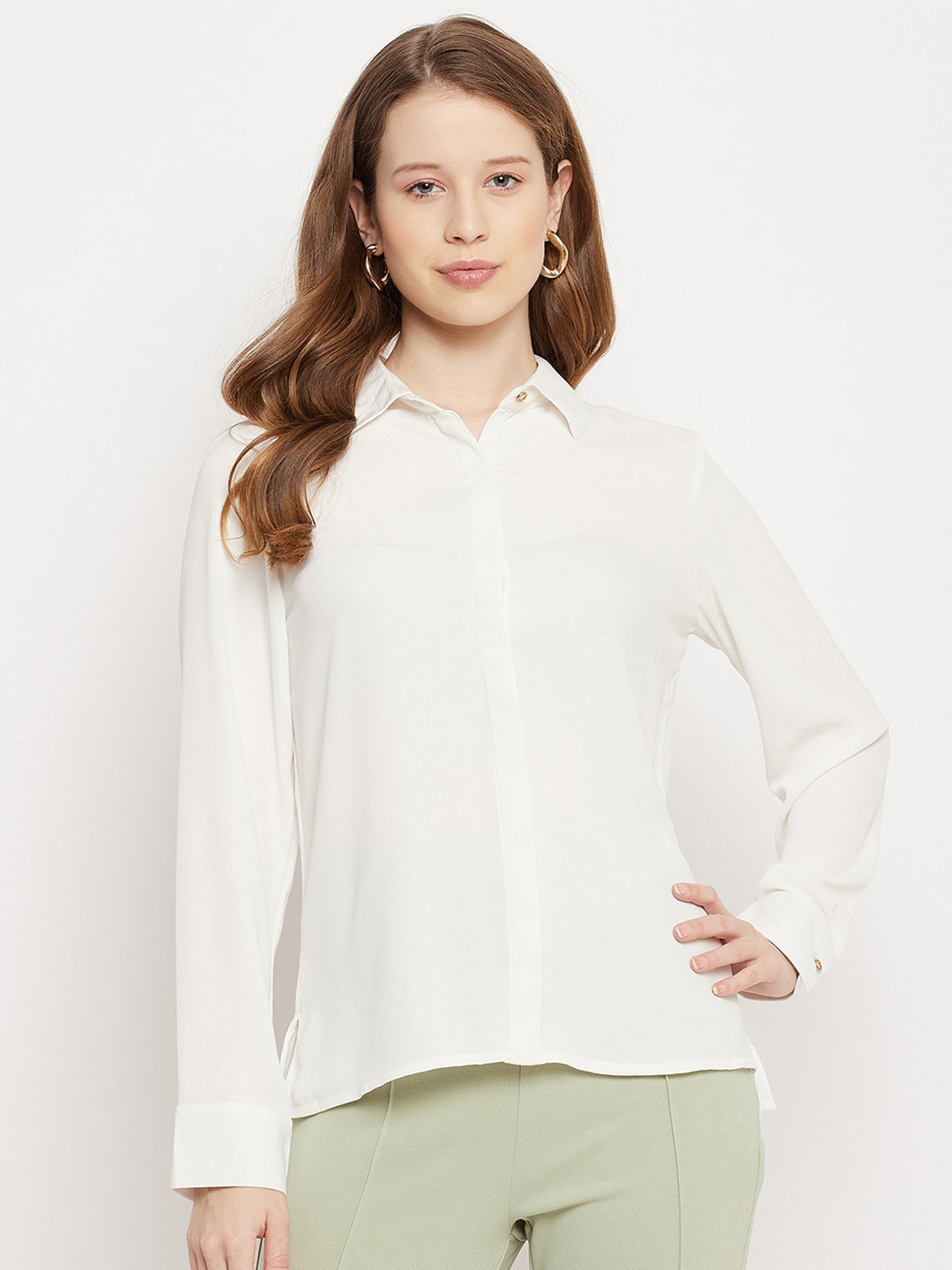 

Madame Women White Casual Shirt