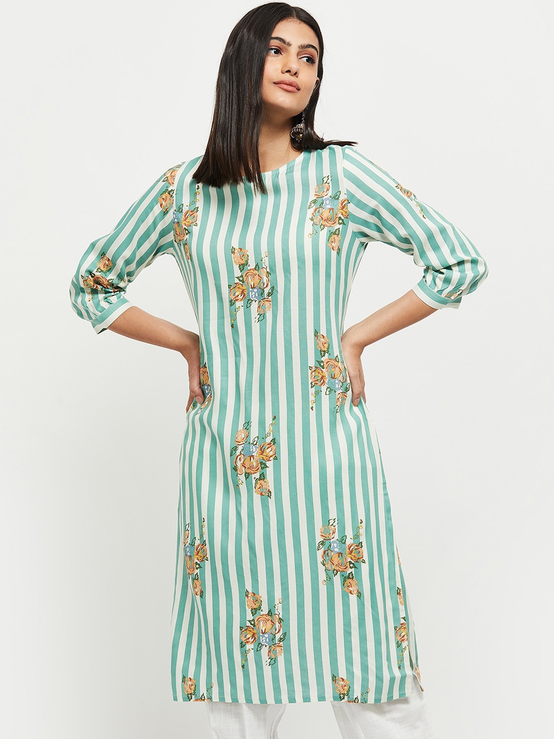 

max Women Green Printed Kurta