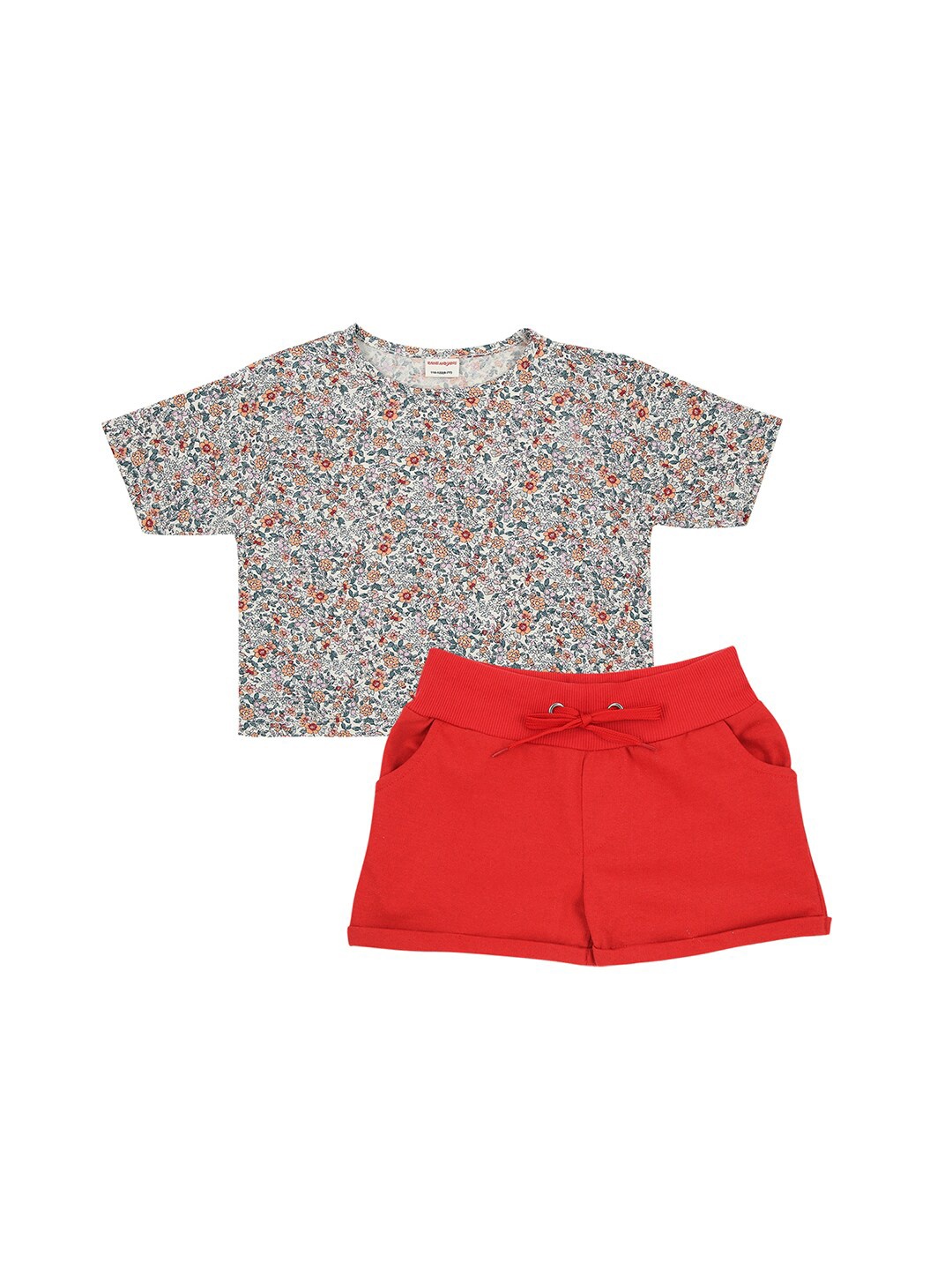 

RAINE AND JAINE Girls White & Red Printed T-shirt with Shorts
