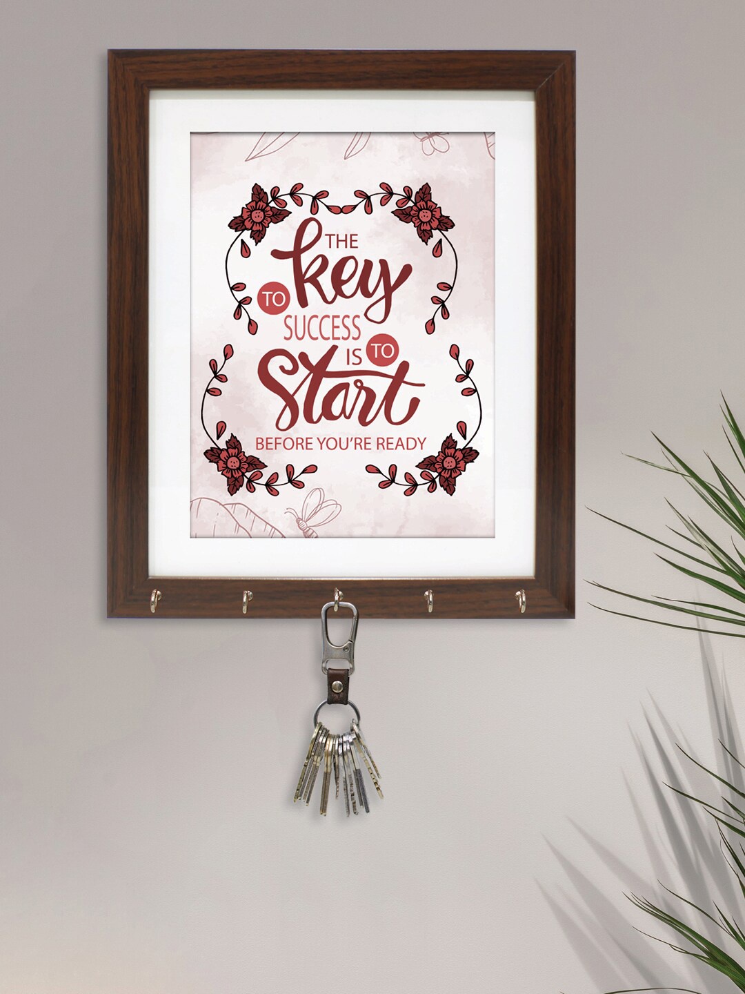 

RANDOM Set of 2 Key To Success Quotes Hanging Key Holders, Brown