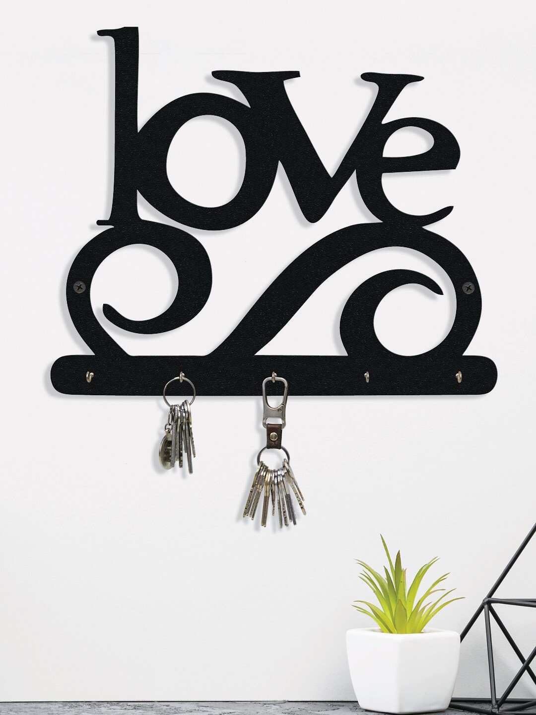 

RANDOM Set of 2 Black Love Wall Hanging Key Holder With 5 Hooks