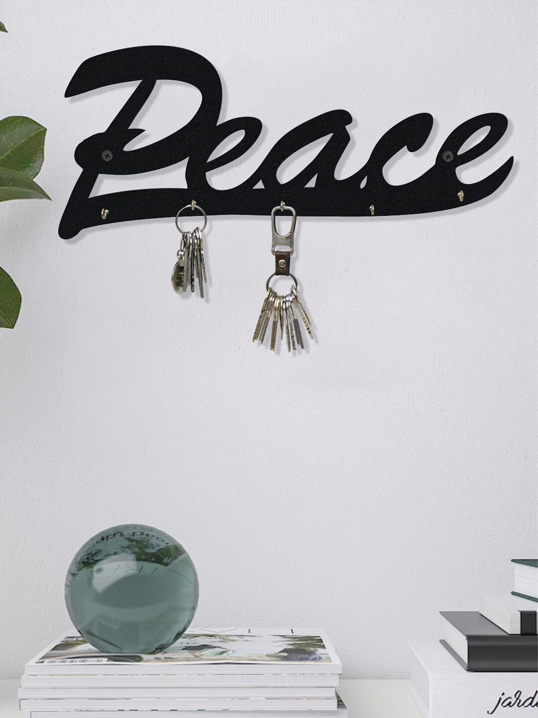 

RANDOM Set of 2 Black Peace Wall Hanging Key Holder
