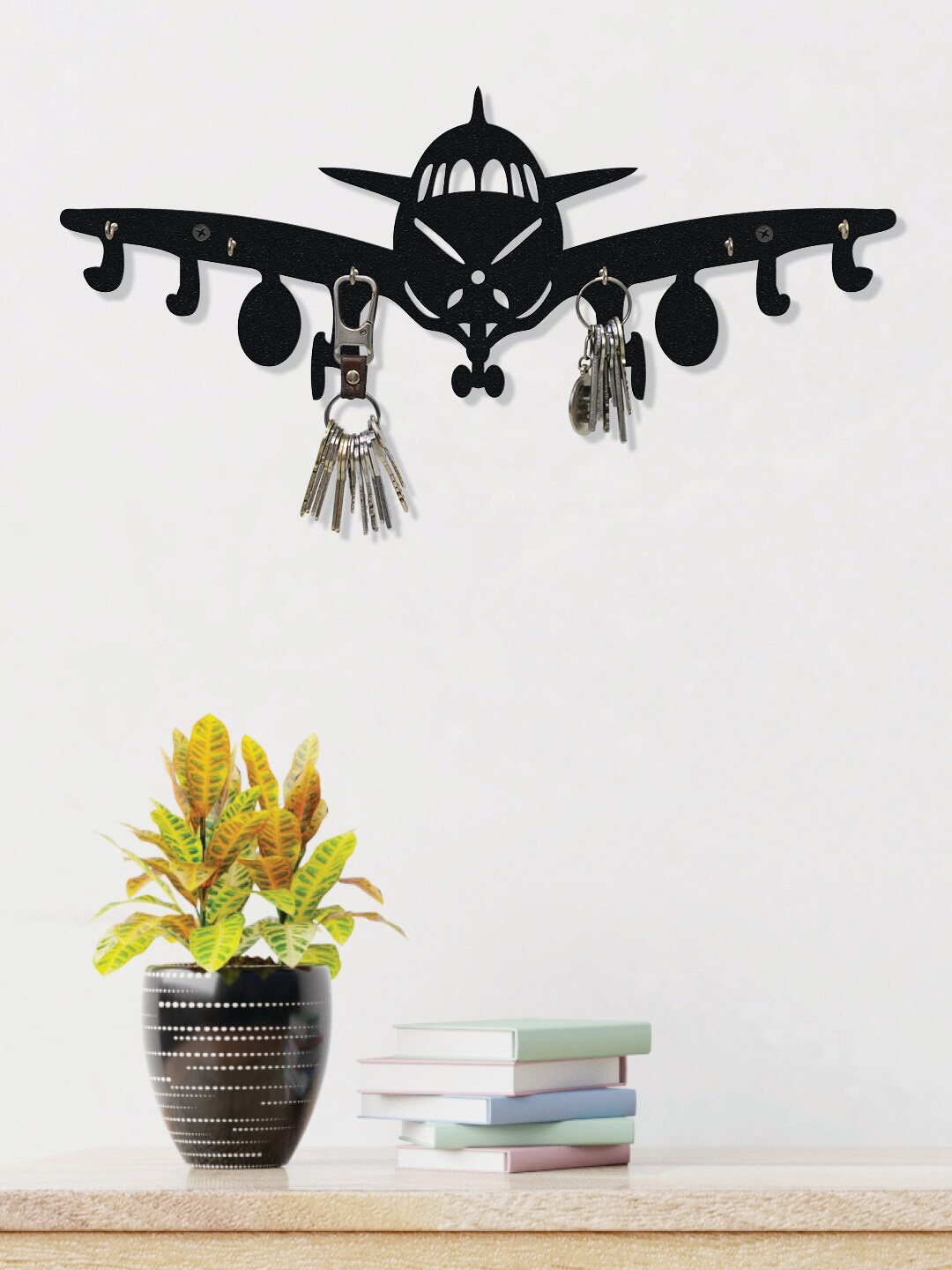 

RANDOM Set of 2 Black Aeroplane Wall Hanging Key Holder