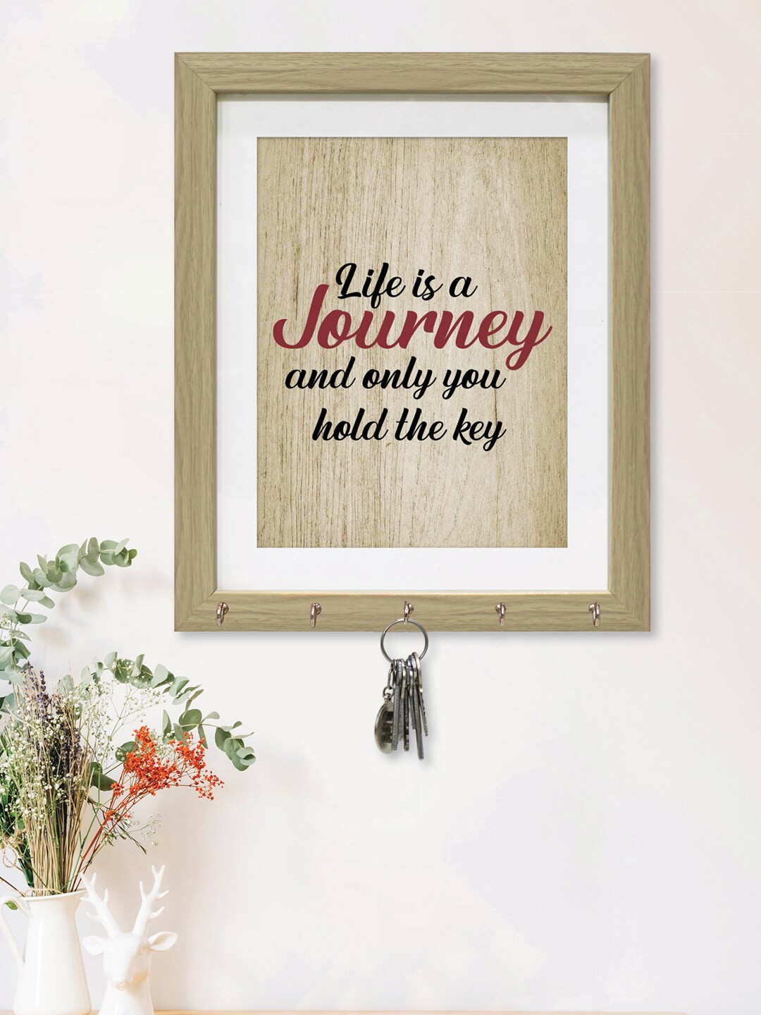 

RANDOM Set of 2 Cream Quotes Printed Key Holders