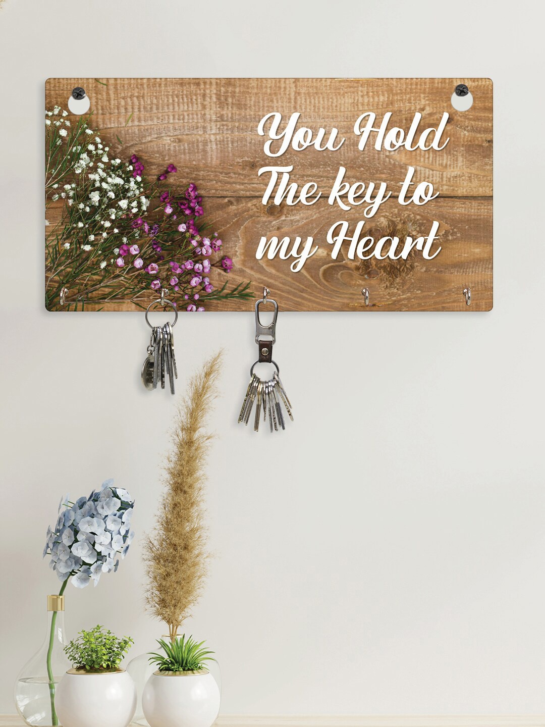 

RANDOM Brown & White Printed Wall Hanging Key Holder