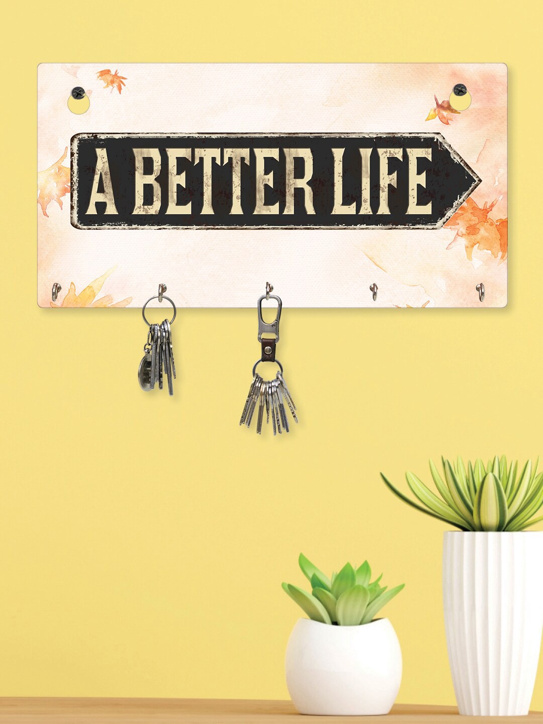 

RANDOM Brown & Orange Printed Wall Hanging Key Holder