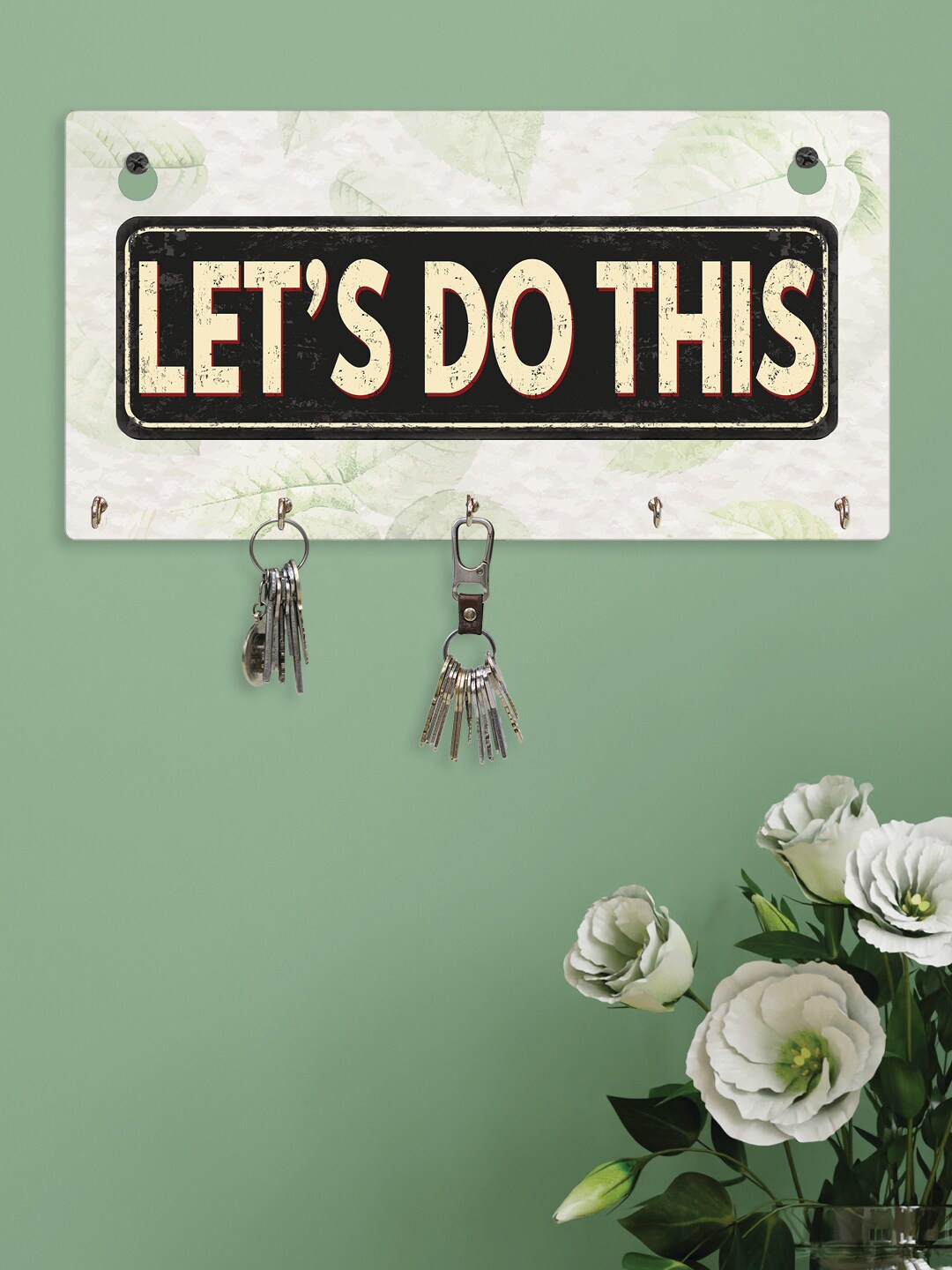 

RANDOM Inspirational Quotes Wall Hanging Key Holder with 5 Hooks, Multi