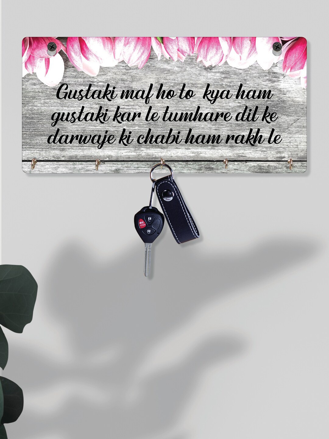 

RANDOM Grey & Pink Quotes Printed Wall Hanging Key Holder