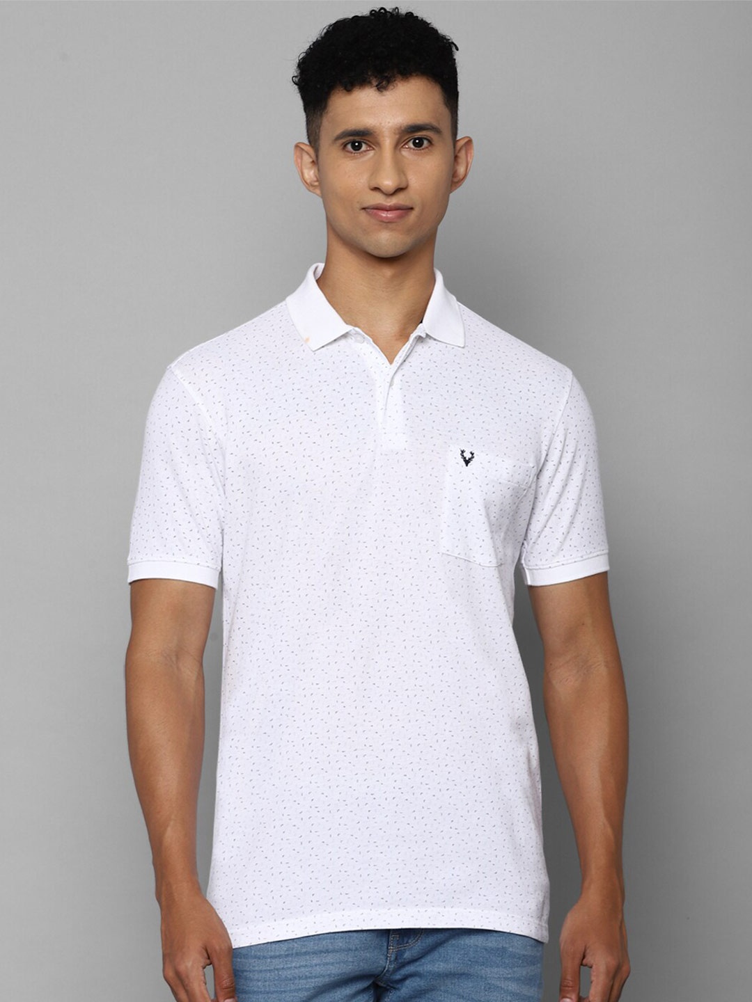 

Allen Solly Men White Printed Cotton Polo Collar T-shirt