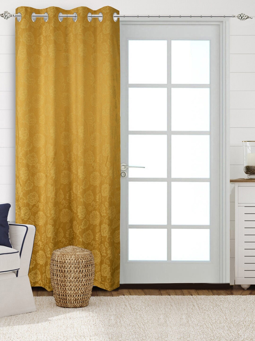 

Saral Home Jardin Cotton Set of 1 Yellow Long Door Curtains