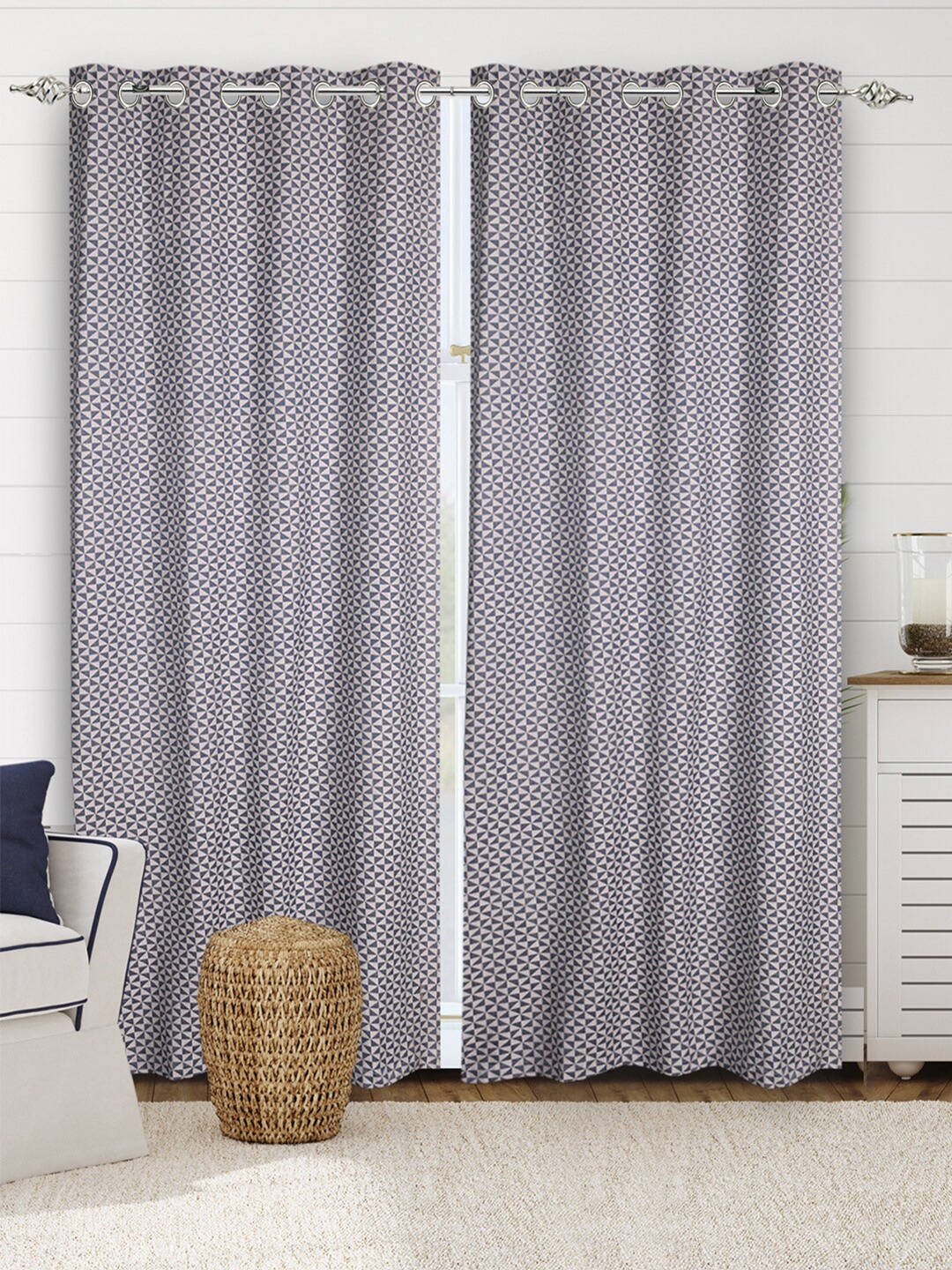

Saral Home Firki Cotton Blue. Long Door Curtains
