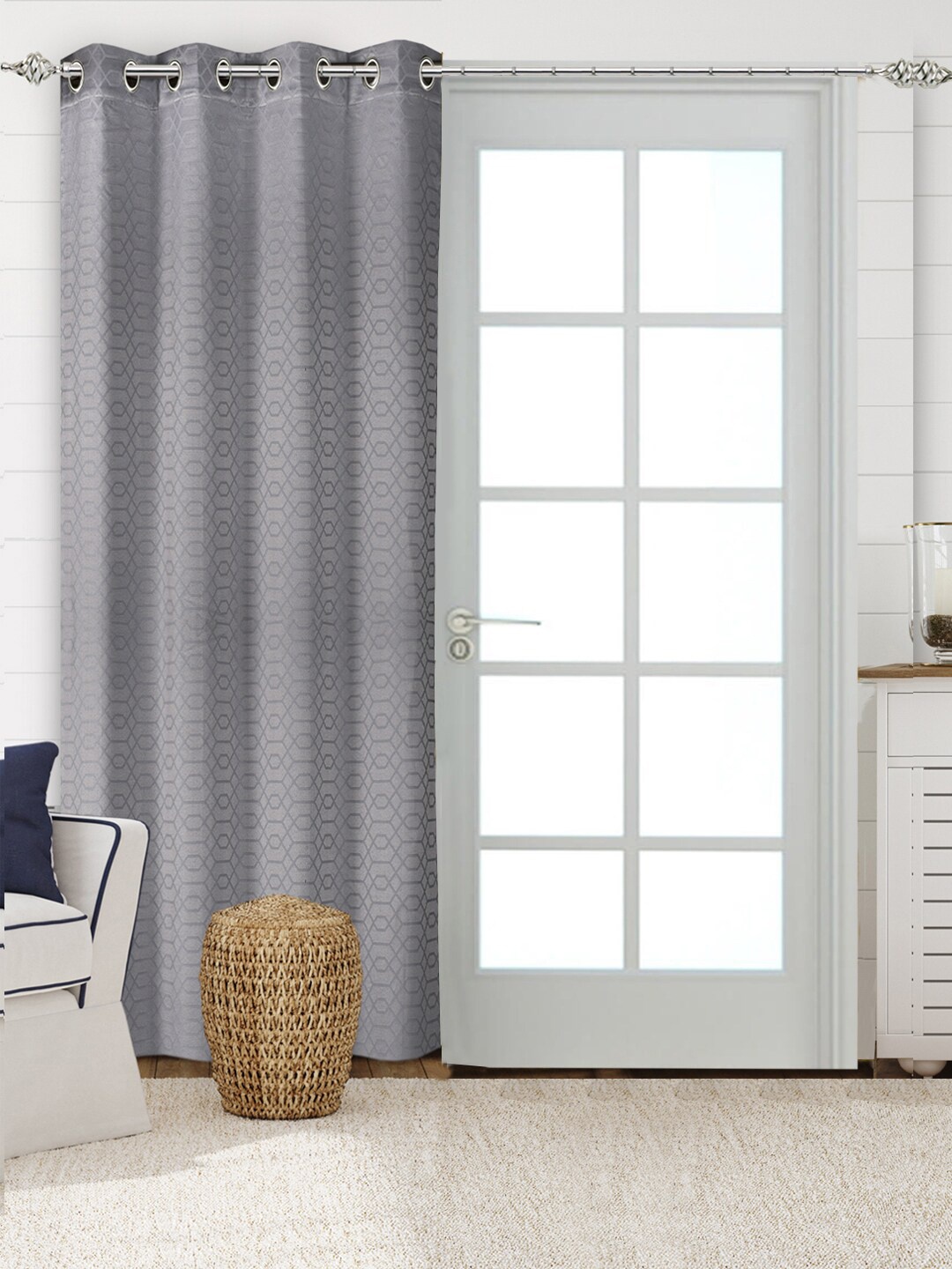 

Saral Home Luxe Cotton Set of 1 Grey Long Door Curtains