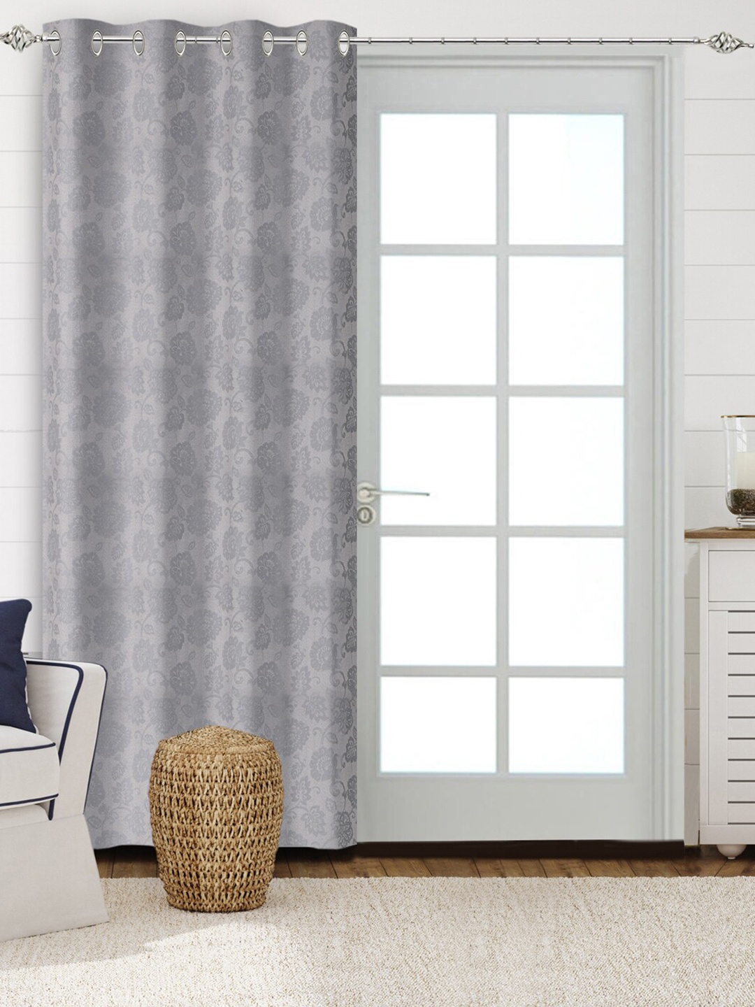 

Saral Home Jardin Cotton Grey. Long Door Curtains