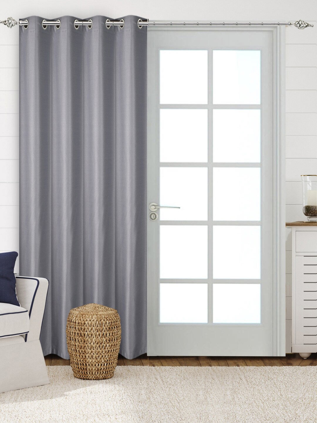 

Saral Home Plain Cotton Set of 1 Grey Long Door Curtains