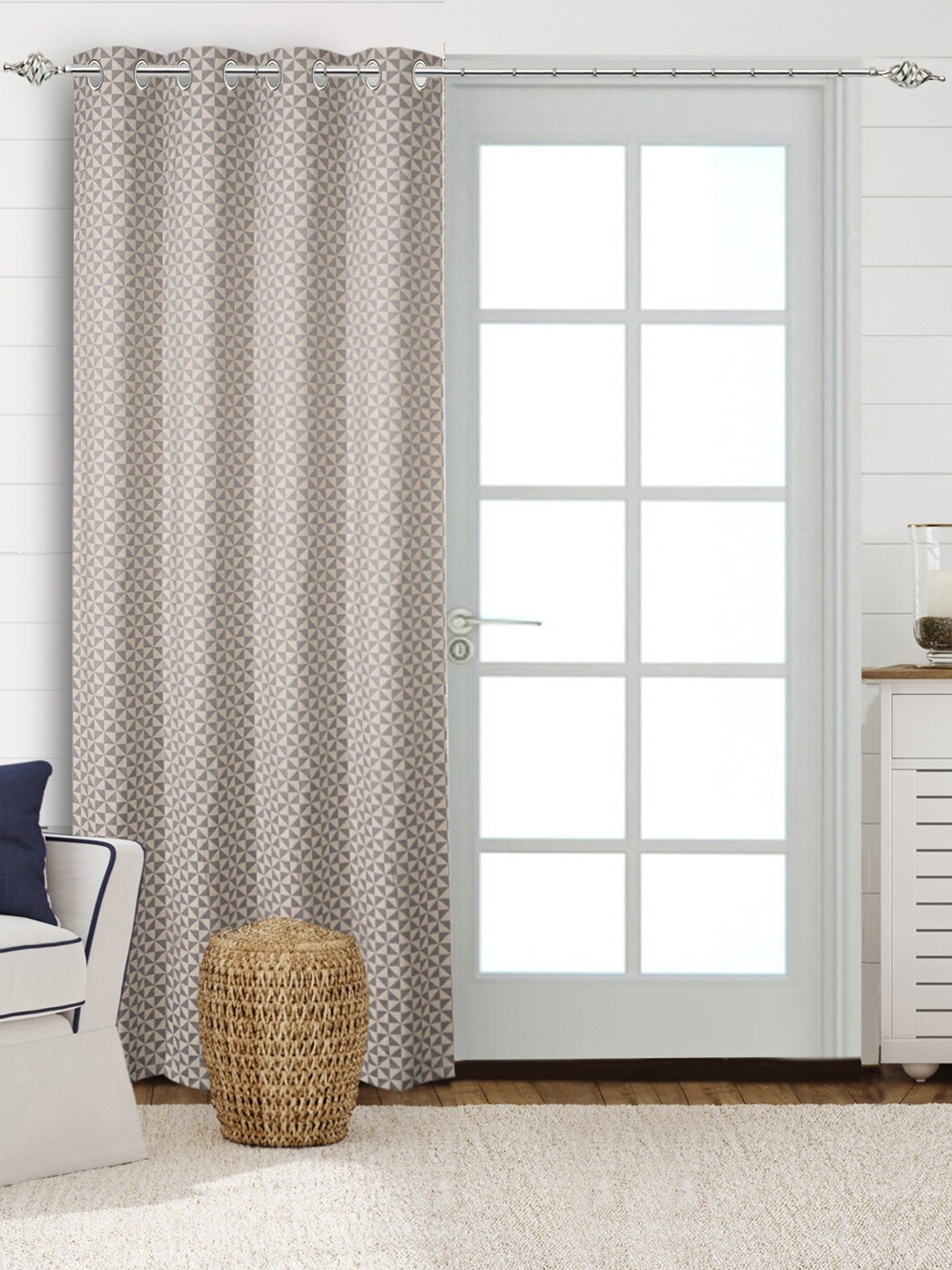 

Saral Home Firki Cotton Grey. Long Door Curtains