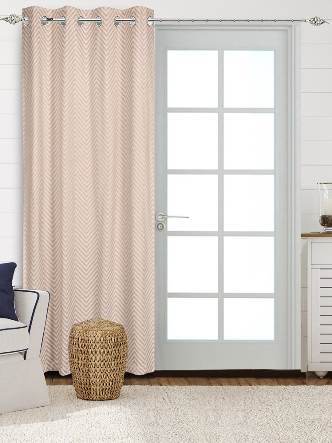 

Saral Home Chevron Cotton Beige. Long Door Curtains