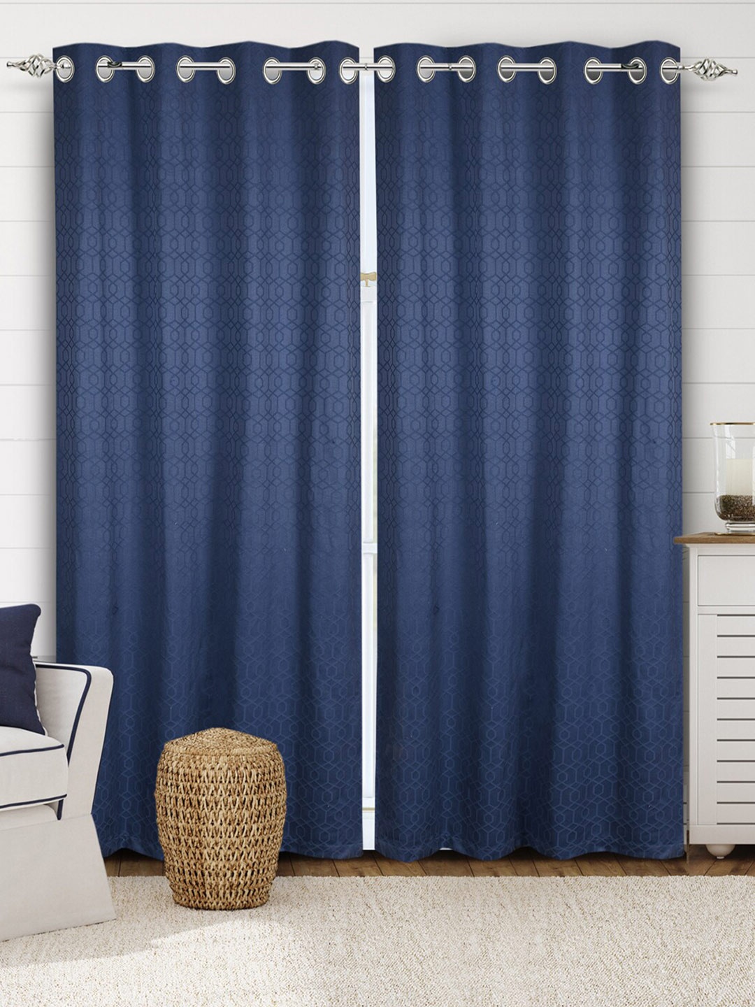 

Saral Home Luxe Cotton Set of 2 Blue Long Door Curtains