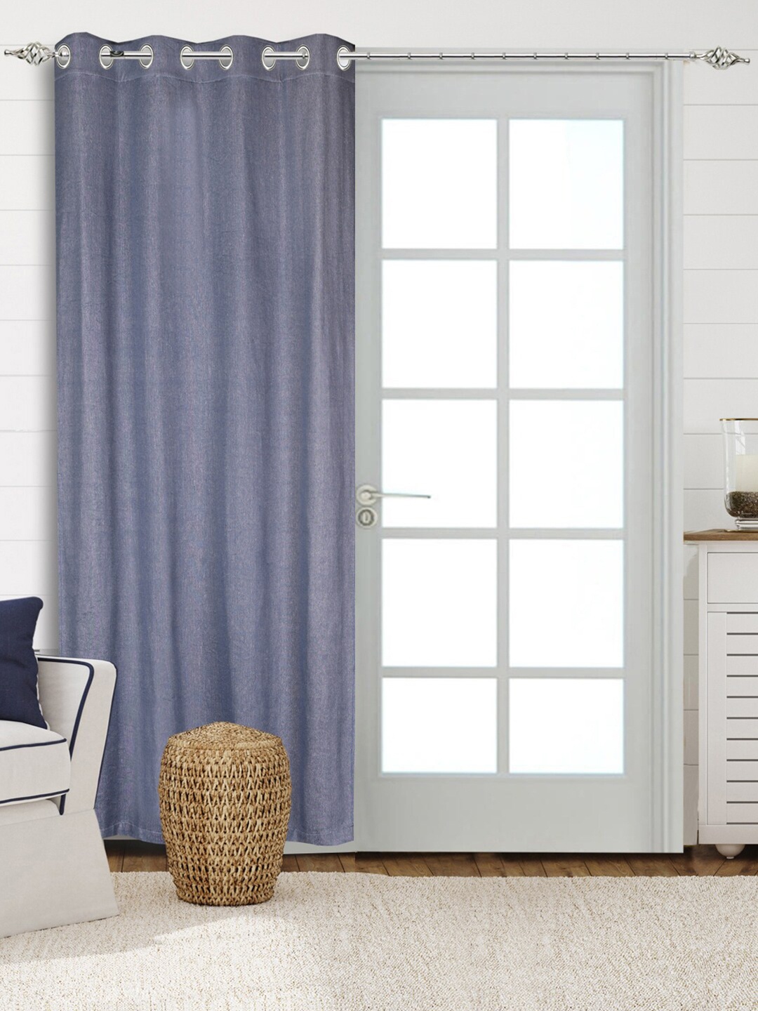 

Saral Home Plain Cotton Blue. Long Door Curtains