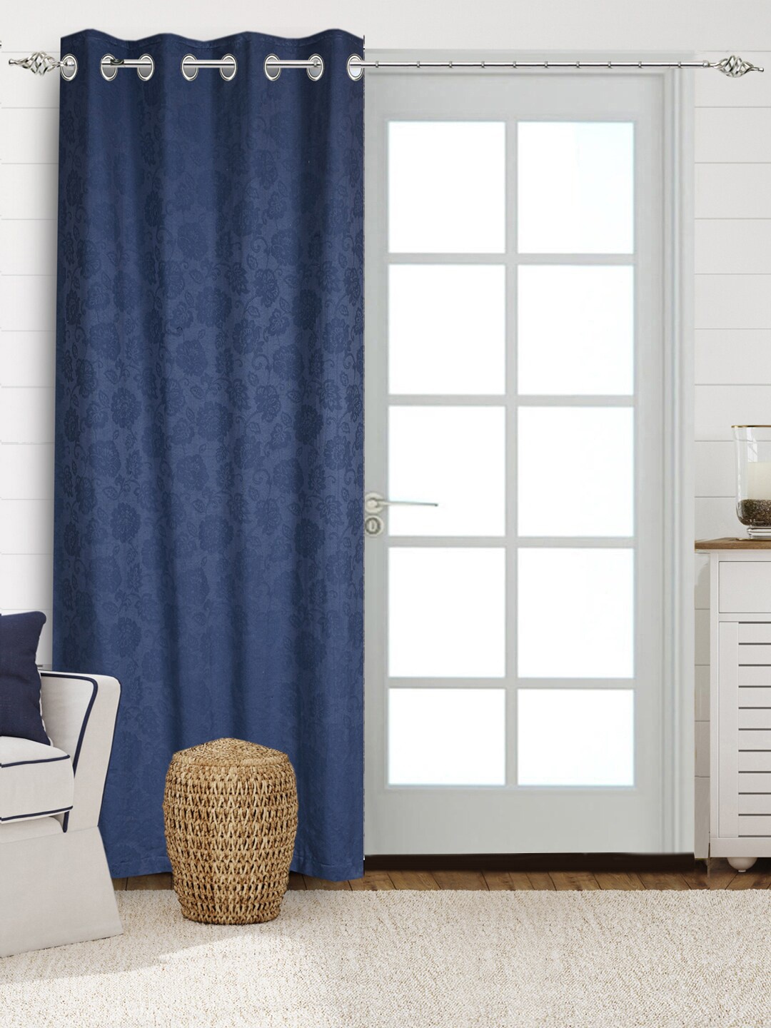 

Saral Home Jardin Cotton Blue. Long Door Curtains