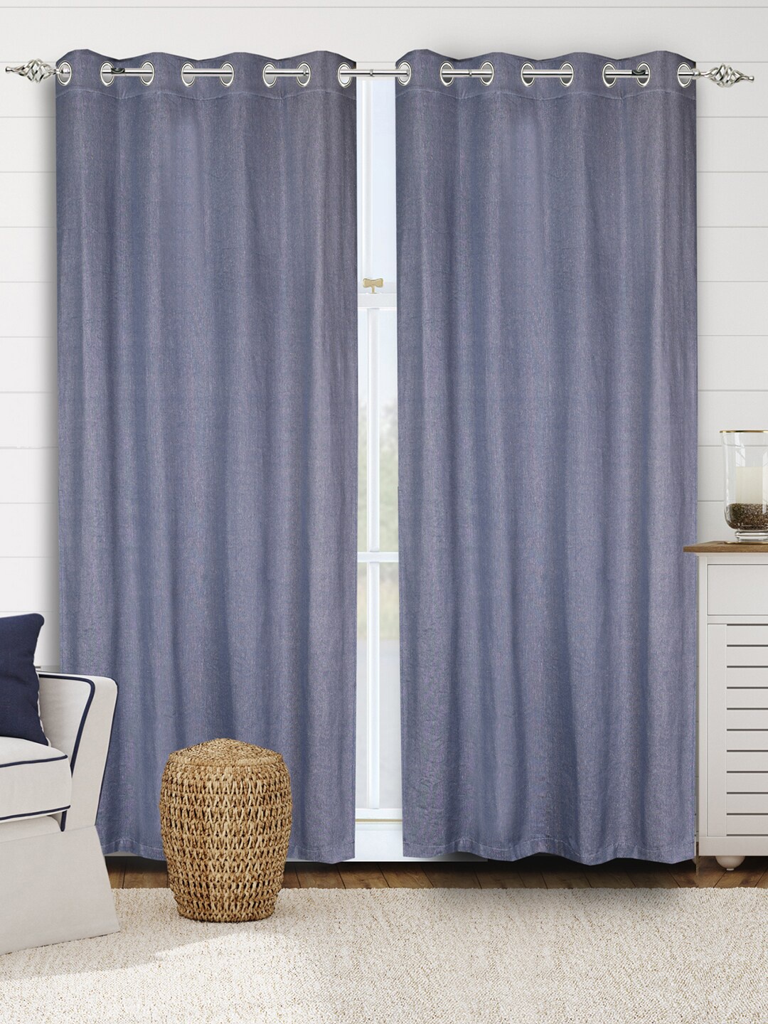 

Saral Home Plain Cotton Blue. Long Door Curtains