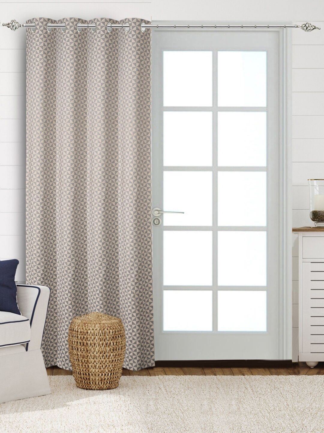 

Saral Home Firki Cotton Set of 1 Grey Long Door Curtains