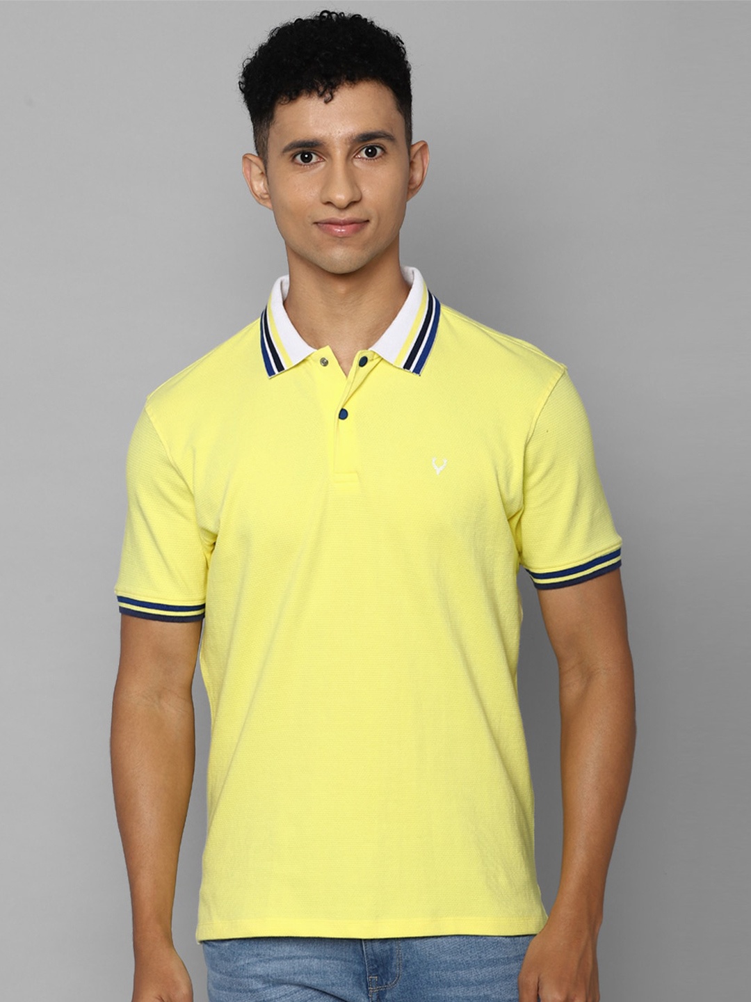 

Allen Solly Sport Men Yellow Solid Cotton Polo Collar T-shirt
