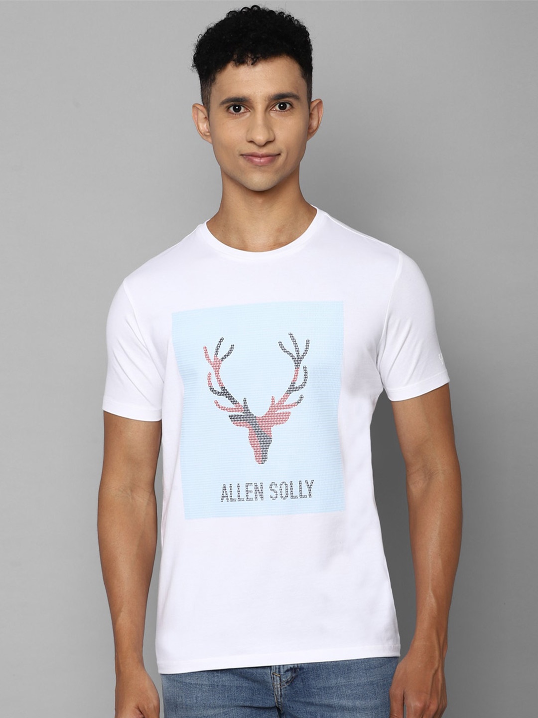 

Allen Solly Sport Men White Brand Logo Printed Cotton T-shirt