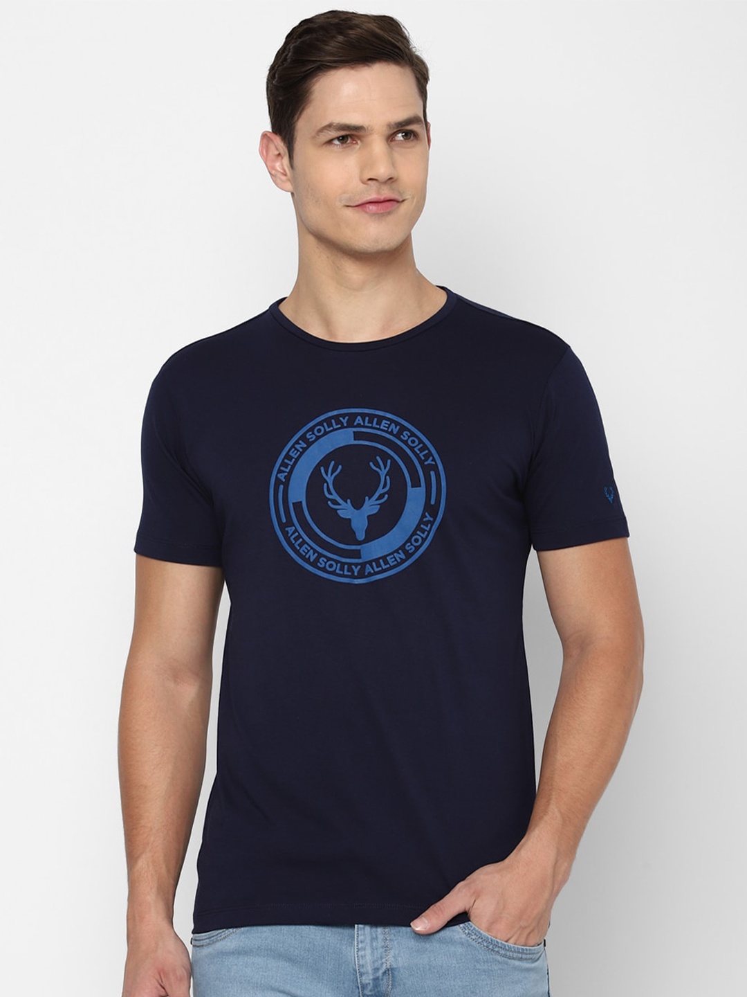 

Allen Solly Sport Men Navy Blue Printed Cotton T-shirt