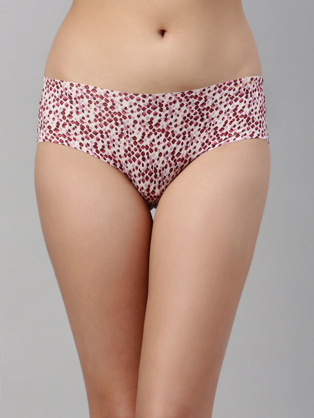

Enamor Women White & Pink Seamless Hipster Briefs Mid Waist Full Coverage - PH40
