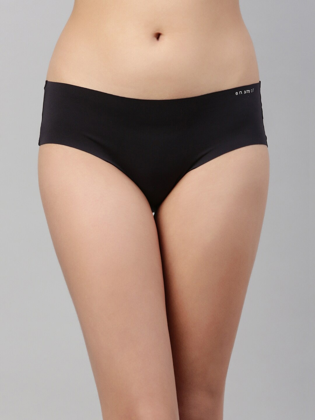 

Enamor Women Black Seamless Hipster Briefs Mid Waist Full Coverage - PH40