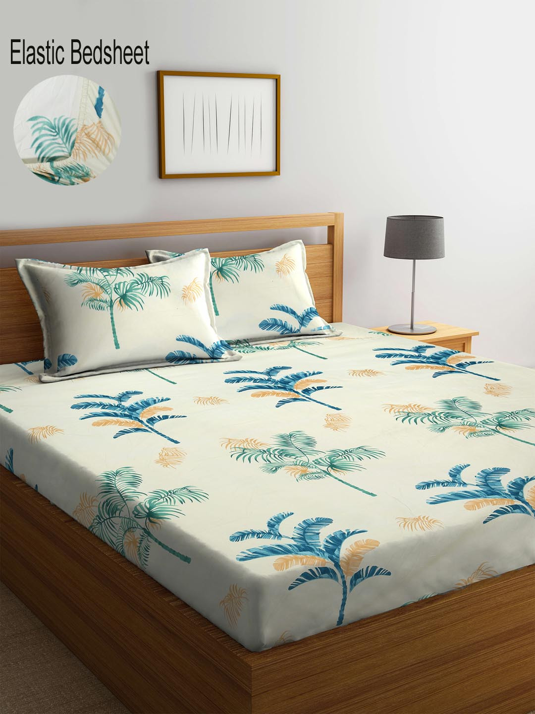 

KLOTTHE Multicoloured Floral 300 TC Fitted Double Bedsheet with 2 Pillow Covers, Multi