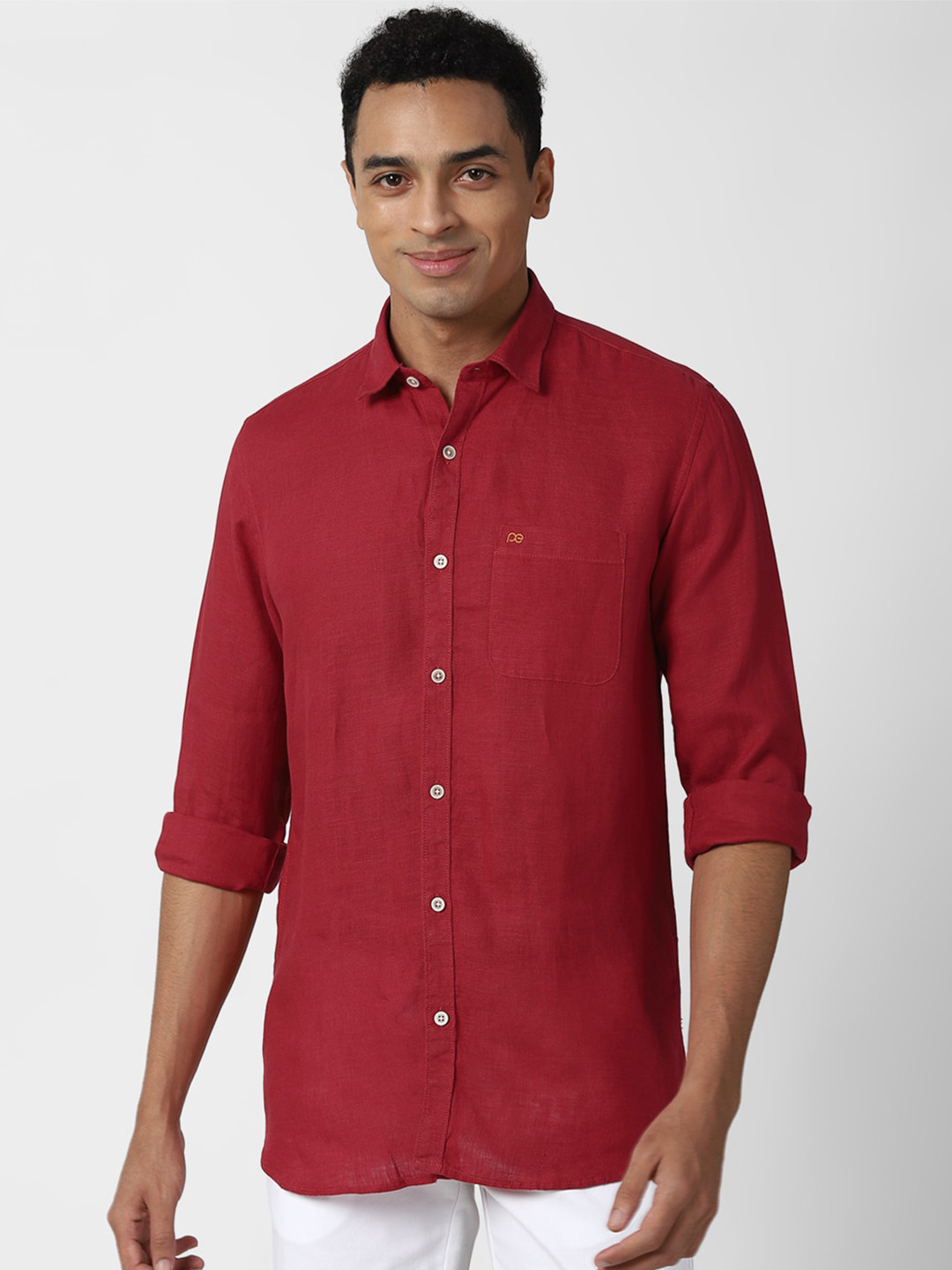 

Peter England Casuals Men Red Slim Fit Casual Shirt