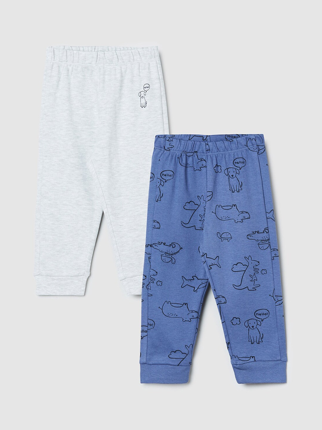 

max Boys Blue & Sea Green Set of 2 Cotton Lounge Pants