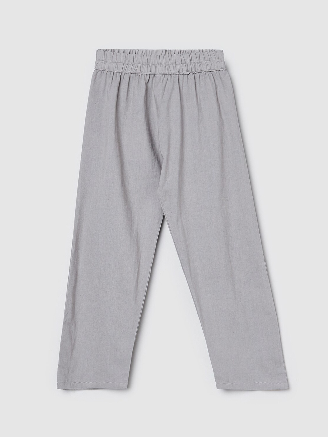 

max Boys Grey Solid Cotton Straight Lounge Pants