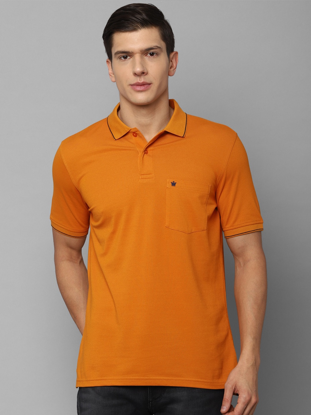 

Louis Philippe Men Orange Polo Collar T-shirt