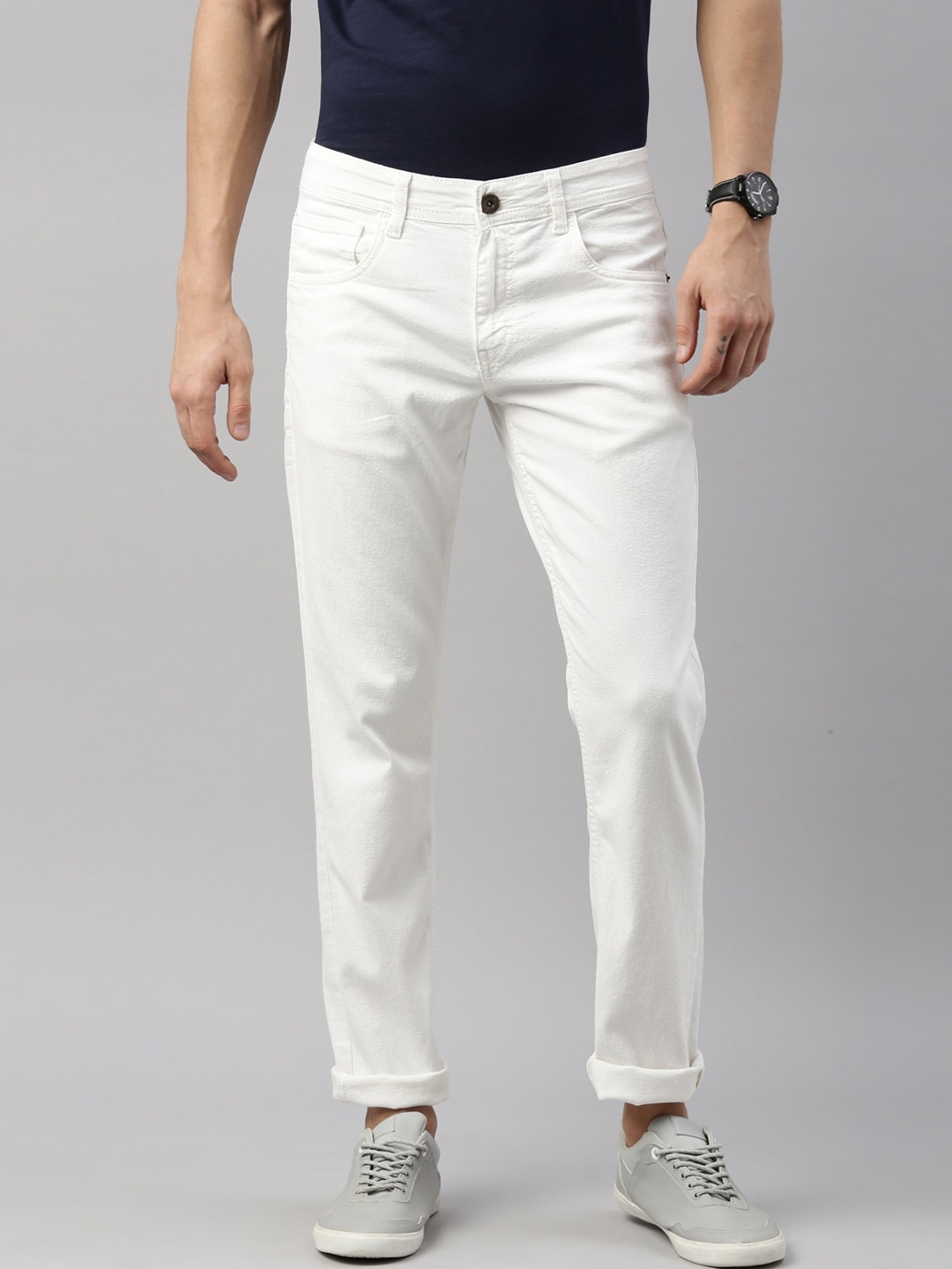 

Chennis Men White Slim Fit Stretchable Mid rise Jeans