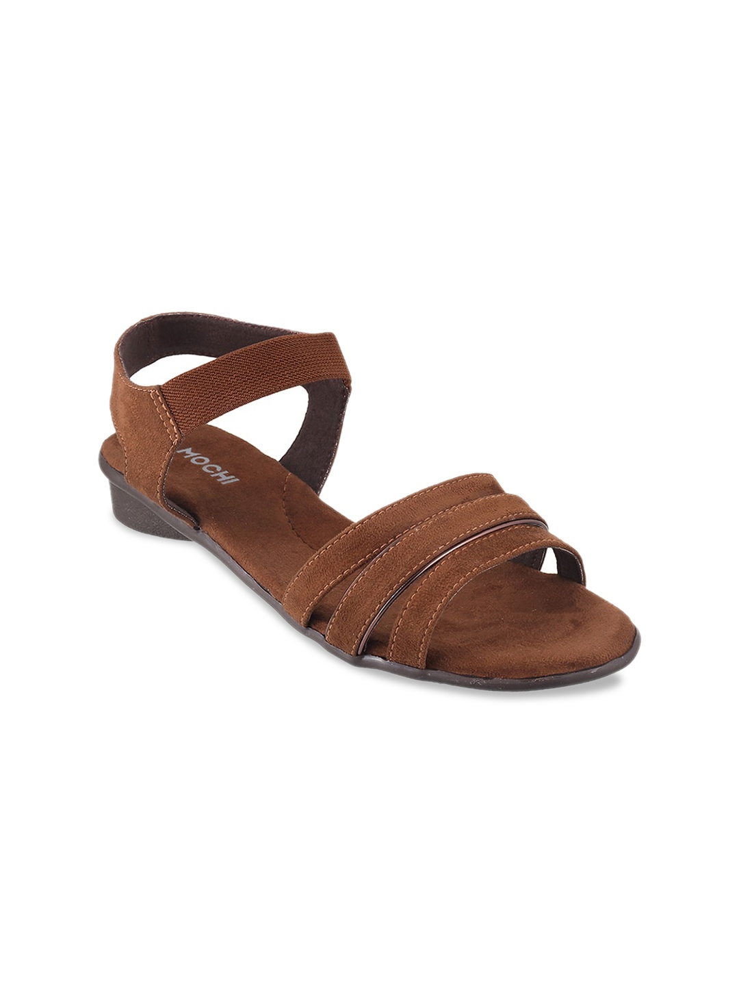 

Mochi Women Tan Striped Open Toe Flats