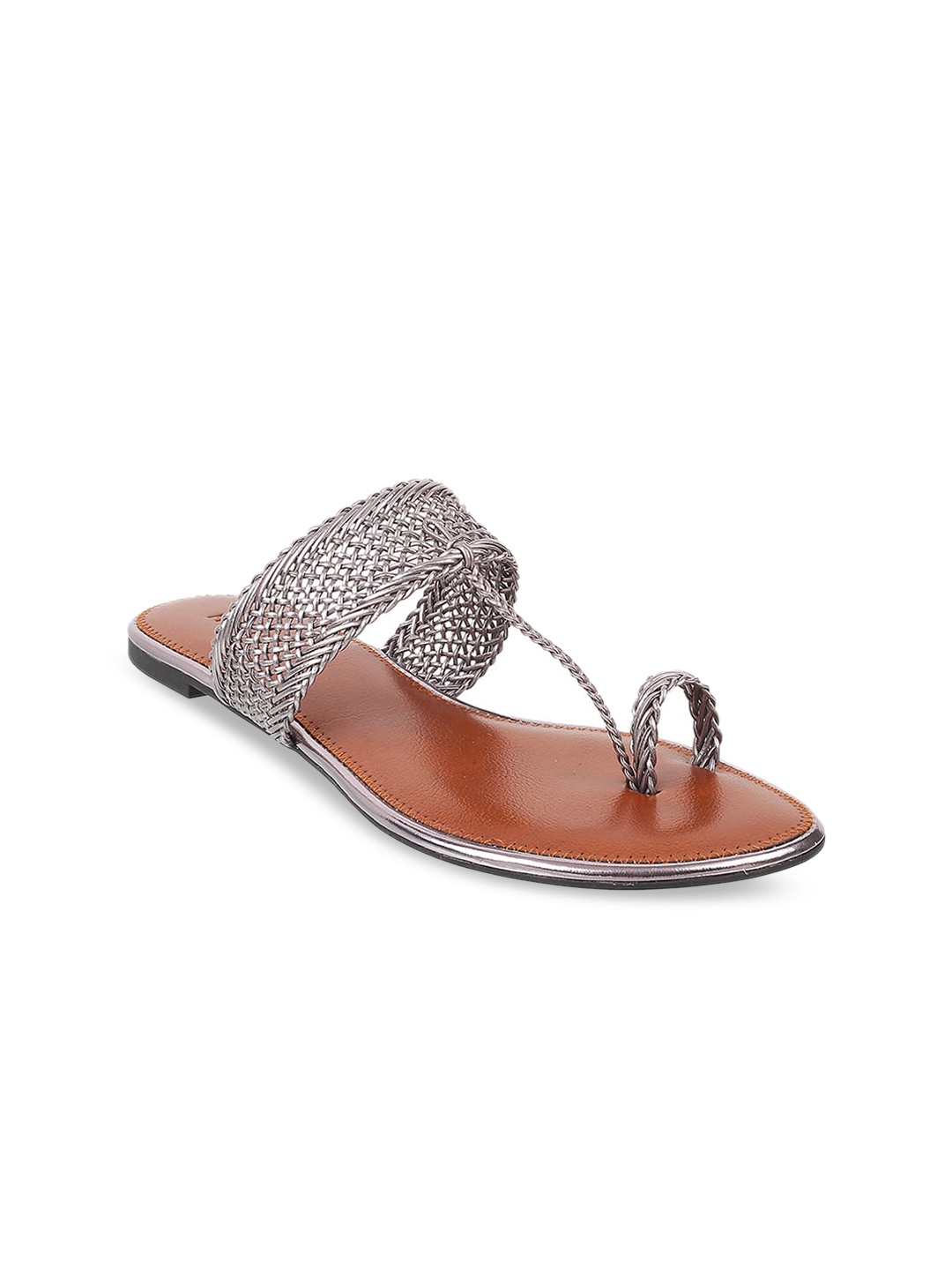 

Mochi Women Grey One Toe Flats with Laser Cuts