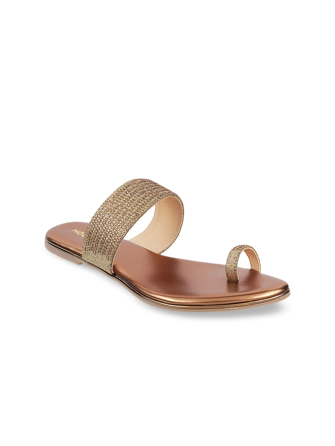 

Mochi Women Gold-Toned One Toe Flats
