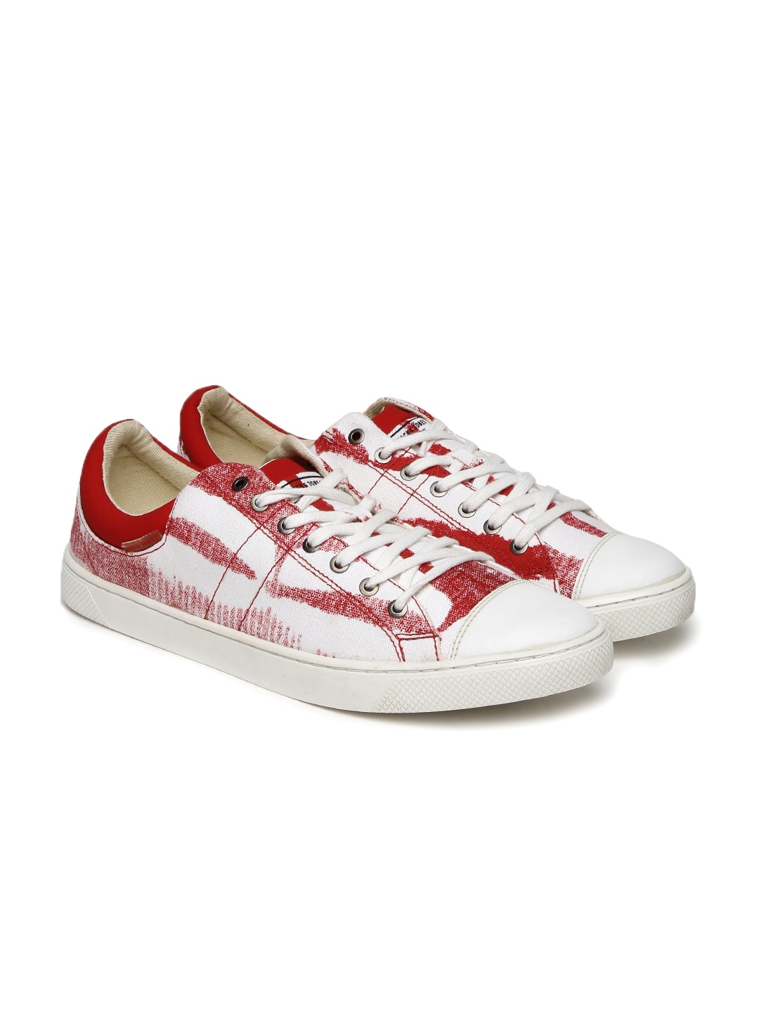 

Jack & Jones Men White & Red Printed Sneakers