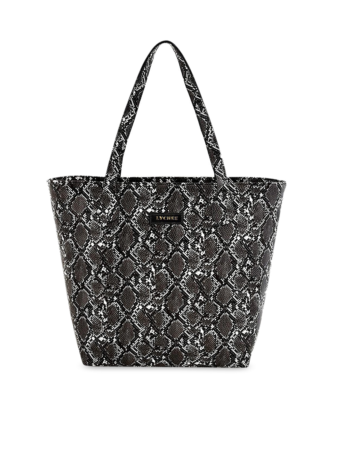Lychee bags Black PU Shopper Shoulder Bag