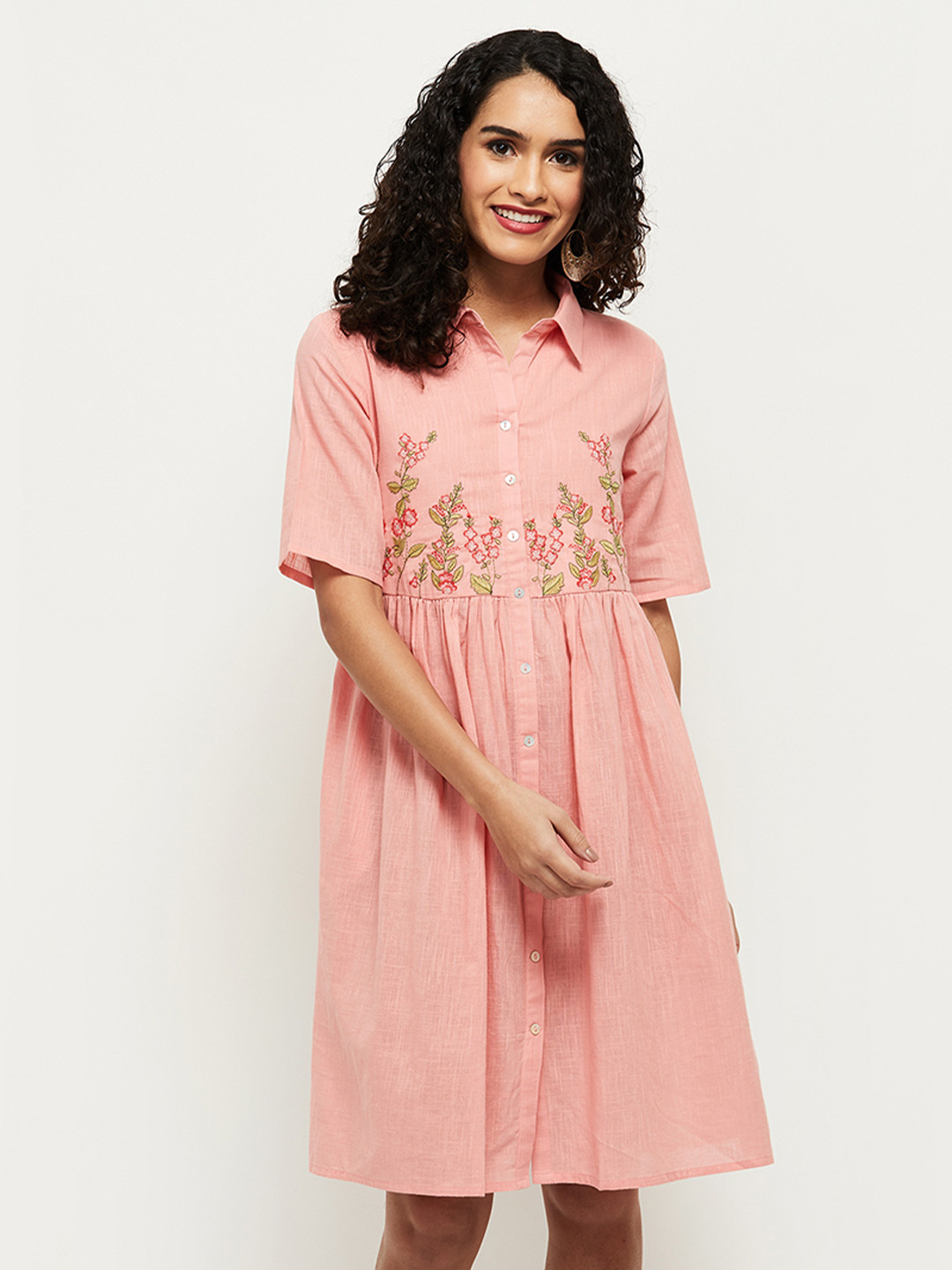 

max Pink Embroidered Dress