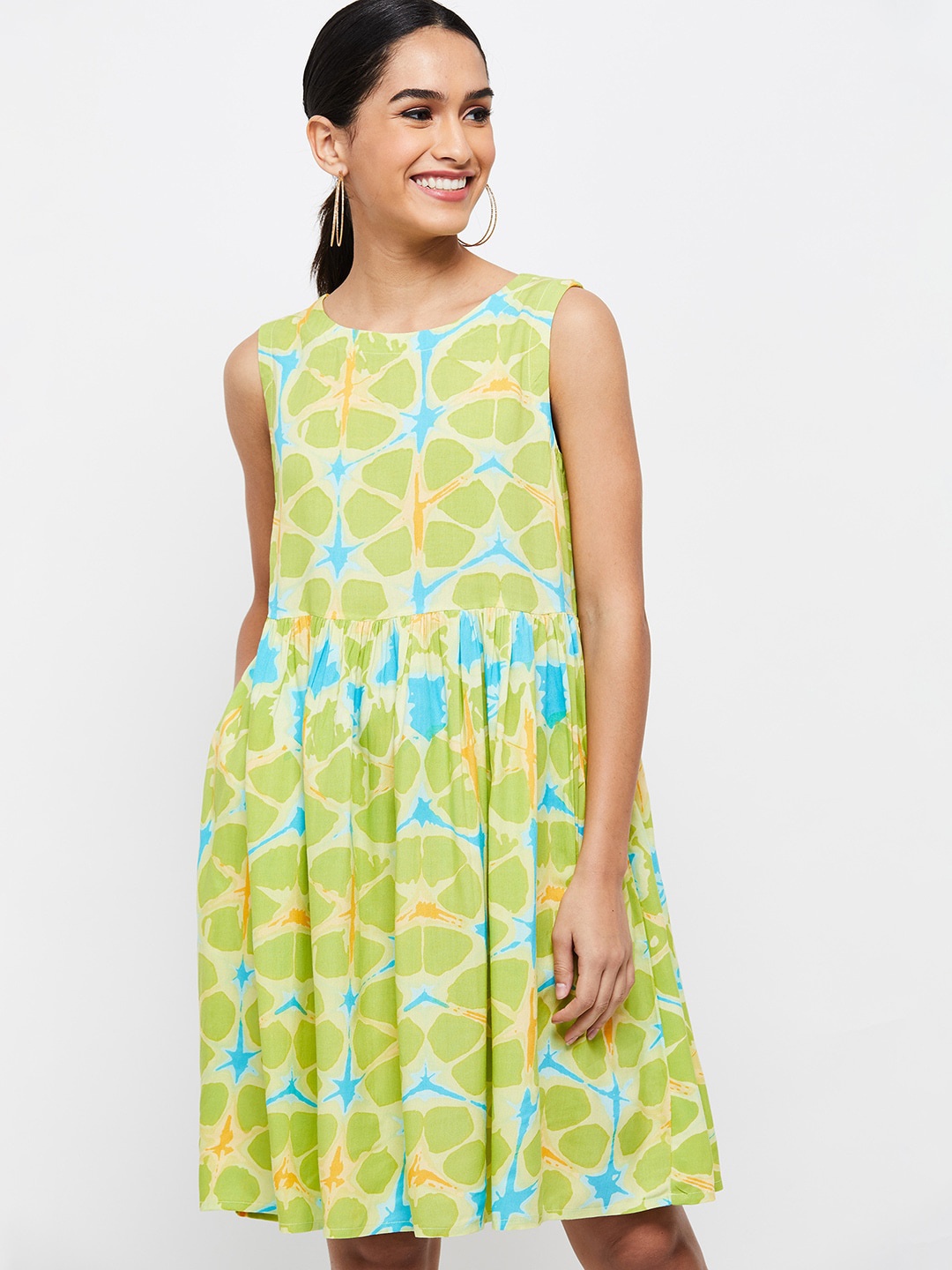 

max Green Printed Fit & Flare Dress