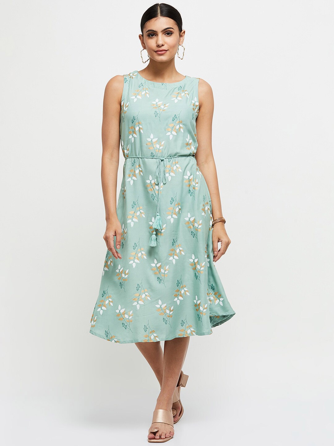 

max Women Green Floral Midi Dress