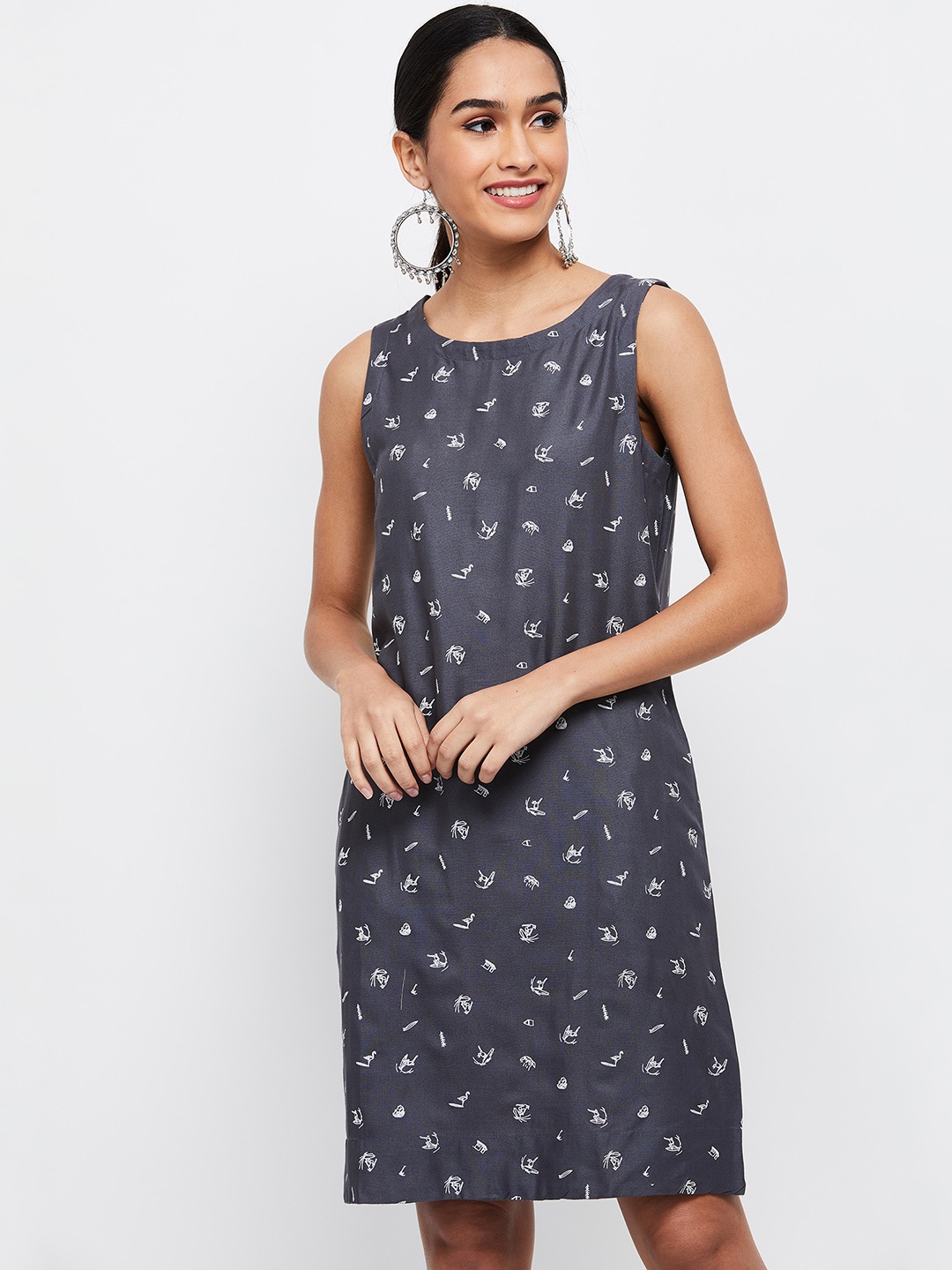 

max Charcoal Printed Sheath Dress